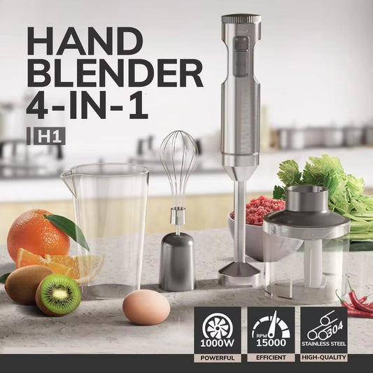 Hand Immersion Blender 1000W Powerful 4 - In - 1,Stainless Steel Stick Food Mixer,700Ml Mixing Beaker,500Ml Processor,Whisk - Avero