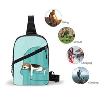 Happy Couch Dog Cute Beagle Chest Bag Men Sling Crossbody Backpack Chest Bag Travel Hiking Daypack Shoulder Bag - Avero