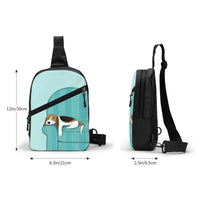 Happy Couch Dog Cute Beagle Chest Bag Men Sling Crossbody Backpack Chest Bag Travel Hiking Daypack Shoulder Bag - Avero