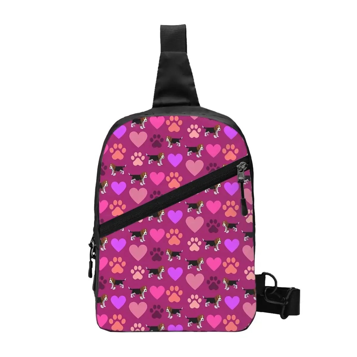 Happy Couch Dog Cute Beagle Chest Bag Men Sling Crossbody Backpack Chest Bag Travel Hiking Daypack Shoulder Bag - Avero