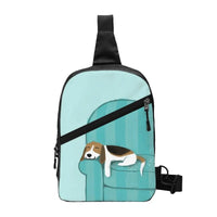 Happy Couch Dog Cute Beagle Chest Bag Men Sling Crossbody Backpack Chest Bag Travel Hiking Daypack Shoulder Bag - Avero