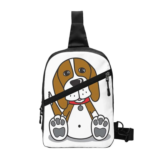 Happy Couch Dog Cute Beagle Chest Bag Men Sling Crossbody Backpack Chest Bag Travel Hiking Daypack Shoulder Bag - Avero
