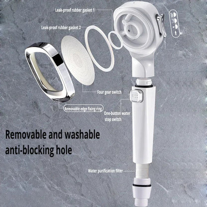 High Pressure Shower Head Water Saving 3 Modes Shower Heads Adjustable One - Key Stop Water Massage Sprayer Bathroom Accessories - Avero