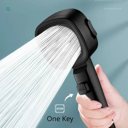 High Pressure Shower Head Water Saving 3 Modes Shower Heads Adjustable One - Key Stop Water Massage Sprayer Bathroom Accessories - Avero