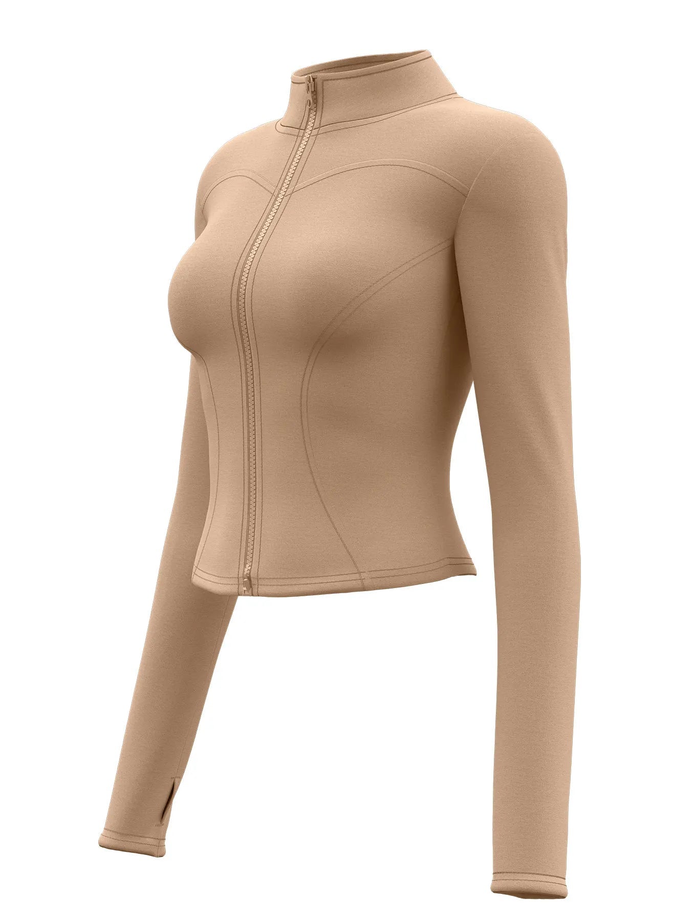 High Quality Waist Slimming Training Tops Women's Tight Stand Collar Full Zipper long Sleeves Fitness Running Yoga shirts - Avero
