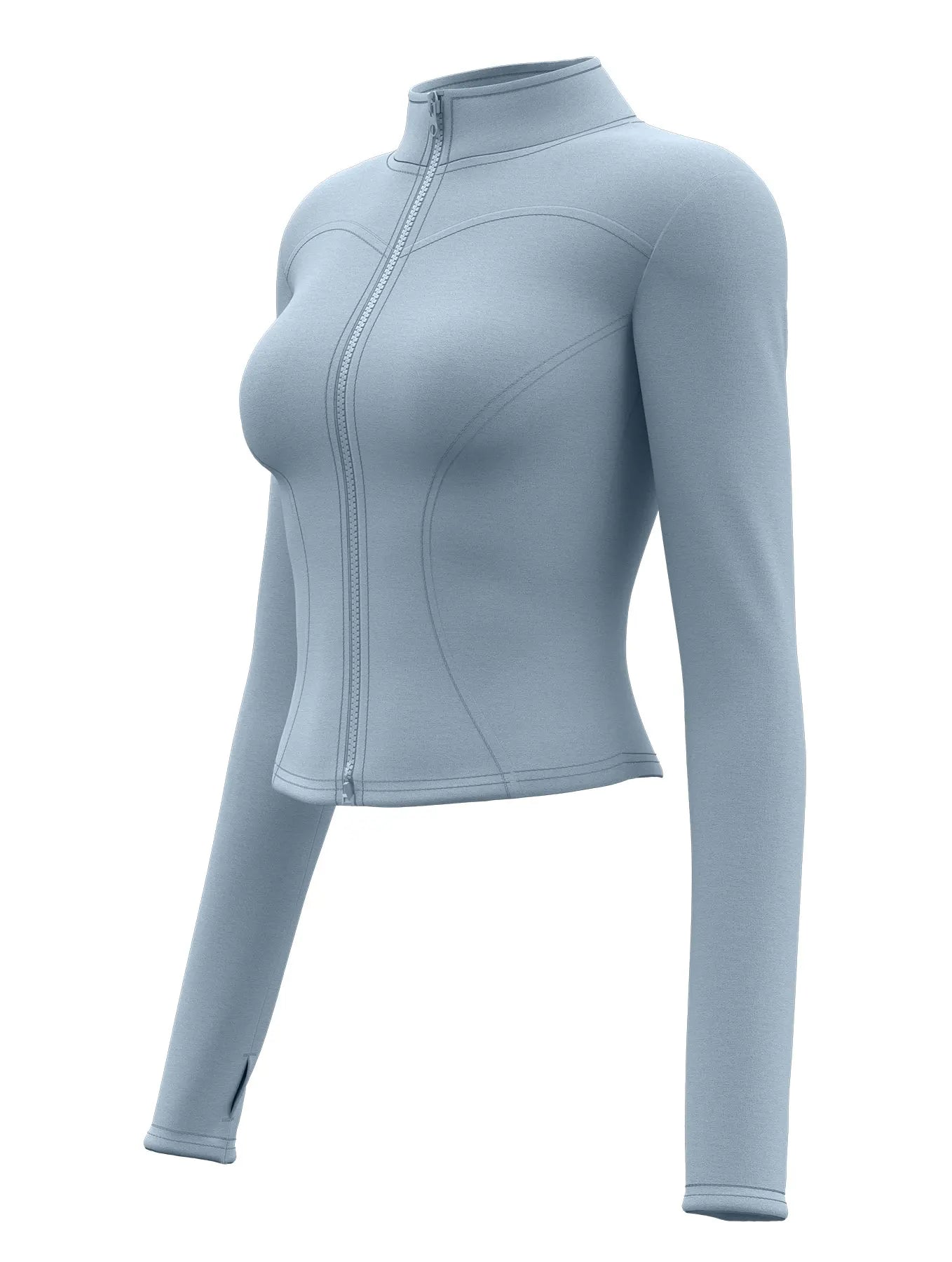 High Quality Waist Slimming Training Tops Women's Tight Stand Collar Full Zipper long Sleeves Fitness Running Yoga shirts - Avero