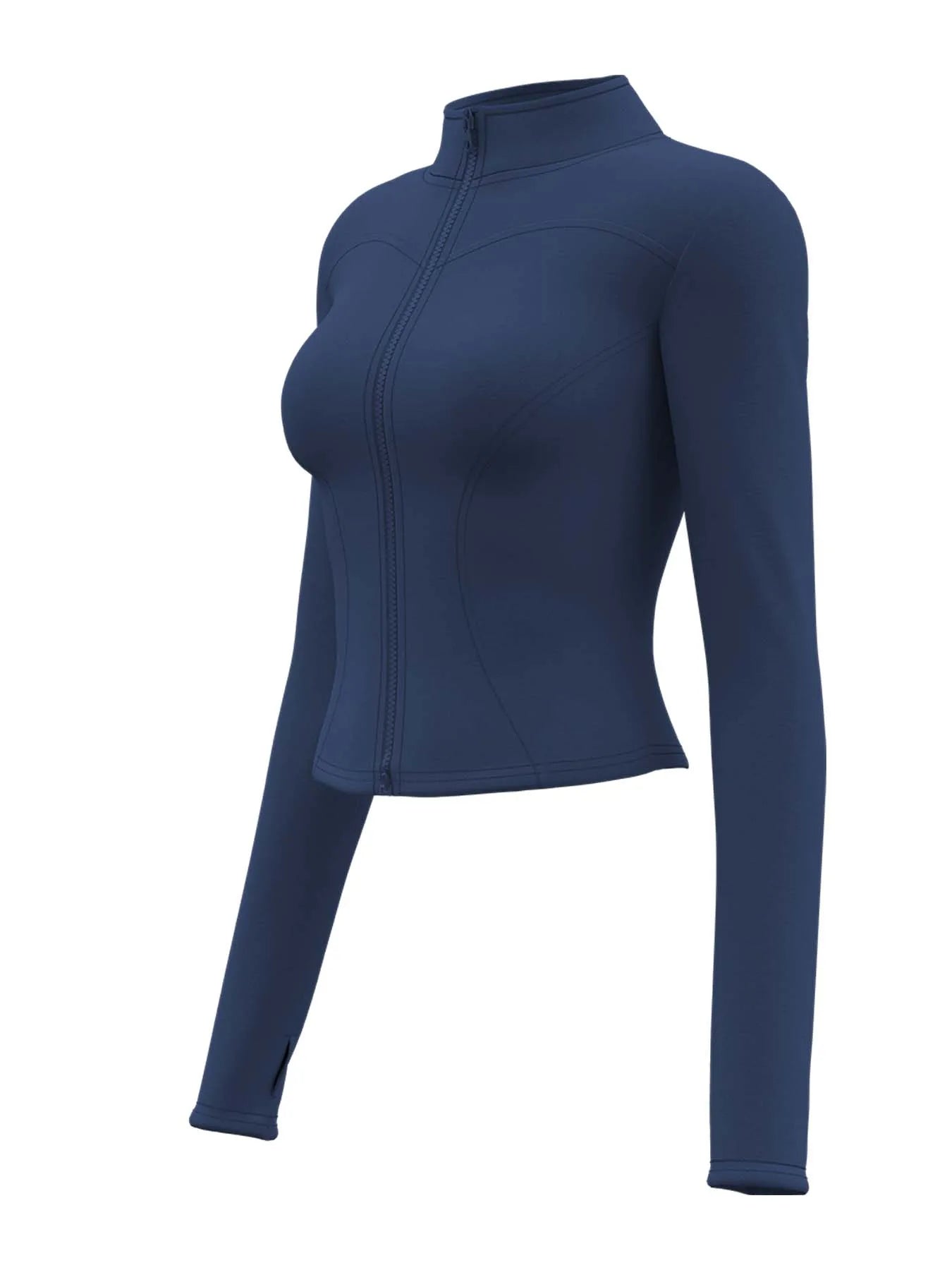 High Quality Waist Slimming Training Tops Women's Tight Stand Collar Full Zipper long Sleeves Fitness Running Yoga shirts - Avero