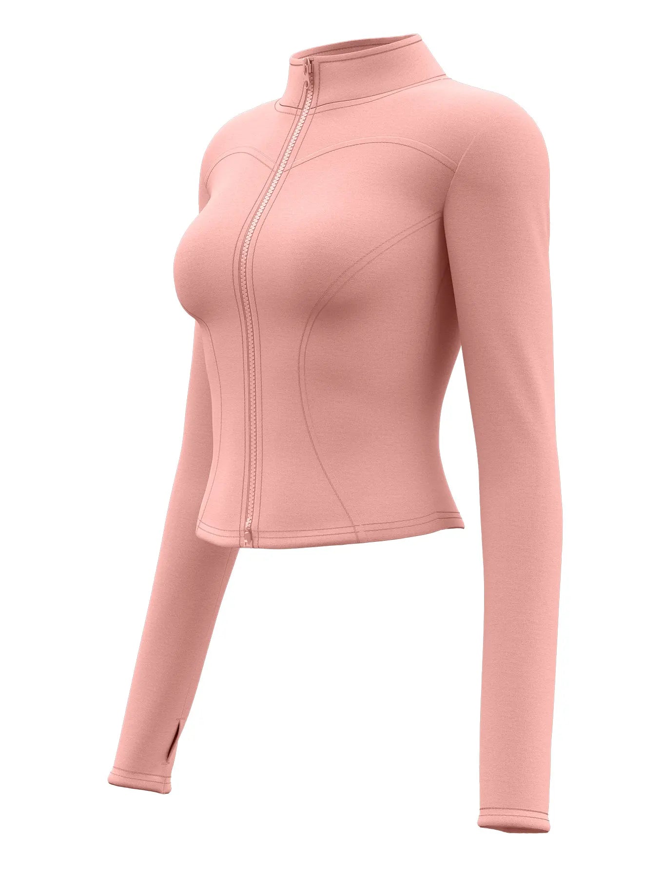 High Quality Waist Slimming Training Tops Women's Tight Stand Collar Full Zipper long Sleeves Fitness Running Yoga shirts - Avero