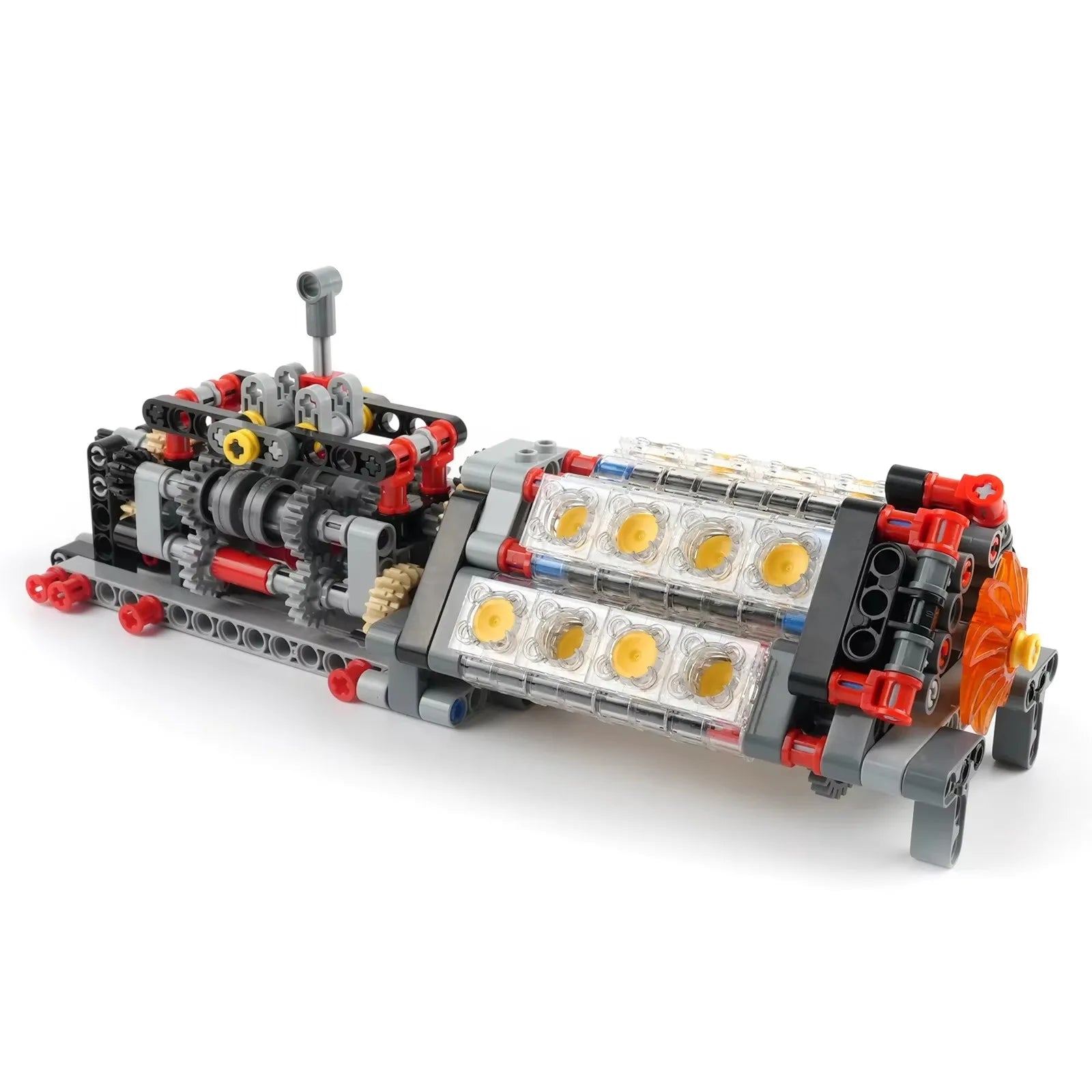 High - Tech Transparent V16 Engine Building Blocks 6 - Speed Transmission Mechanical Assembly Bricks Creative Toy - Avero