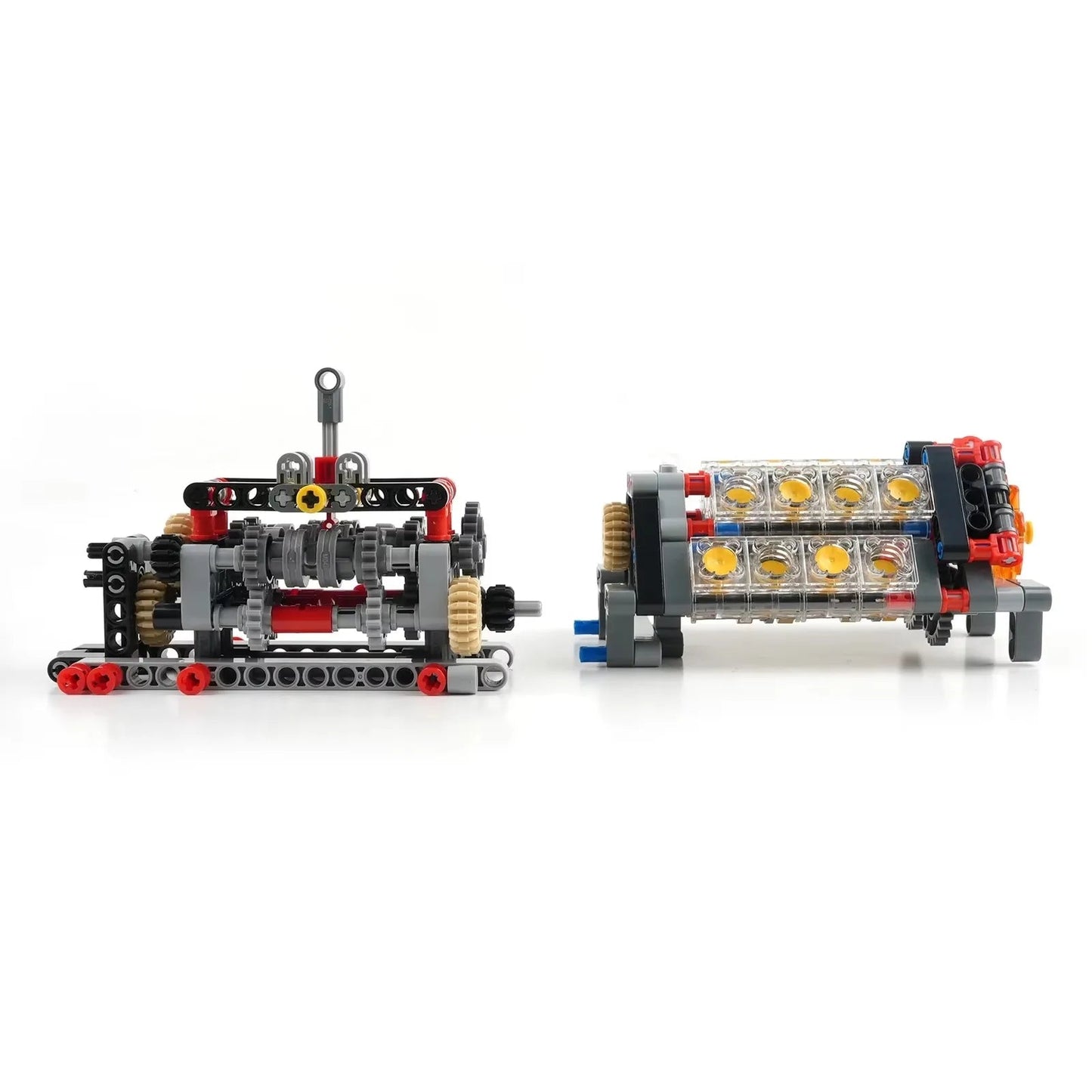 High - Tech Transparent V16 Engine Building Blocks 6 - Speed Transmission Mechanical Assembly Bricks Creative Toy - Avero