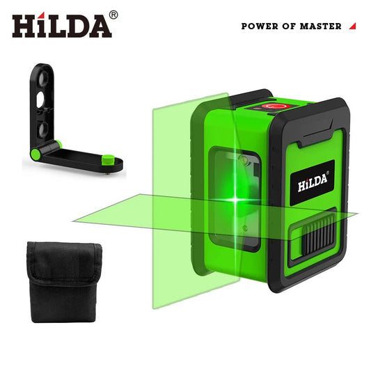 HILDA Laser Level Meter 2 - Line Cross Green Level Laser Horizontal & Vertical Nivel Laser Self - Leveling лазерный уровень Men Gift - Avero