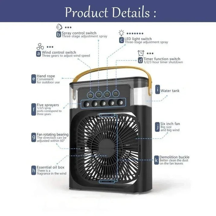 Hot 3 In 1 Fan AIr Conditioner Household Small Air Cooler LED Night Light Portable Humidifier Air Adjustment Fan Office Home Fan - Avero