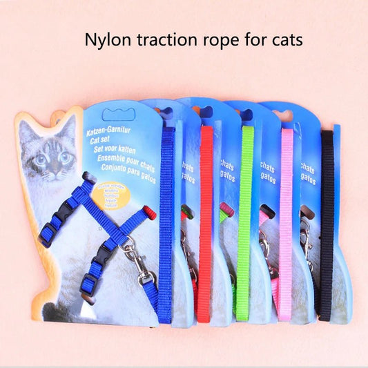 Hot - selling cat chest strap simple design traction rope high - quality nylon material sturdy and durable pet supplies - Avero