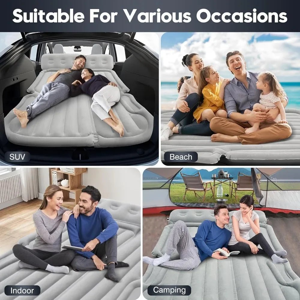 Inflatable Camping Air Mattress Car Bed Mattress Outdoor Travel Camping Air Bed with Built - in Pump Air Couch Mat F - Avero
