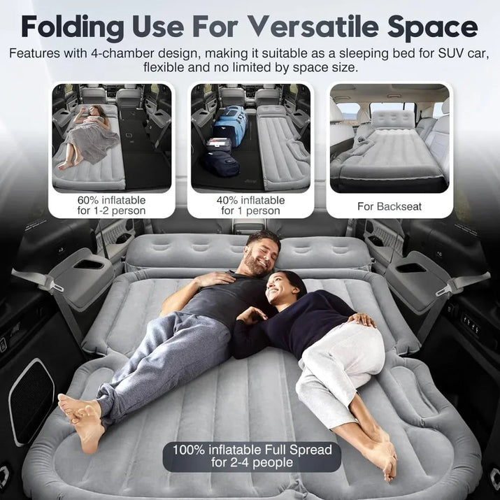 Inflatable Camping Air Mattress Car Bed Mattress Outdoor Travel Camping Air Bed with Built - in Pump Air Couch Mat F - Avero