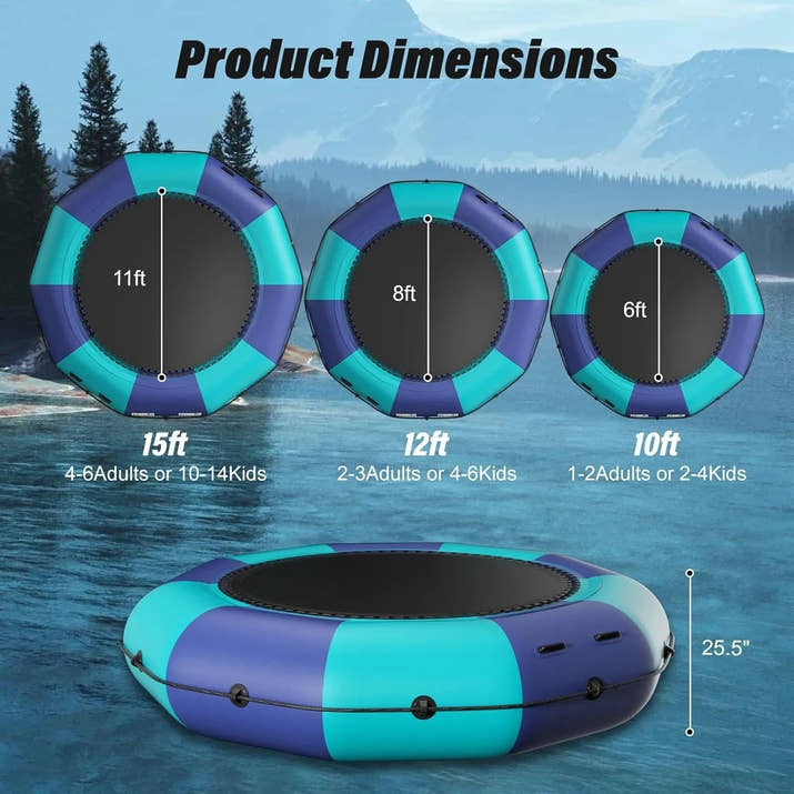 Inflatable Water Trampoline for Lake, Recreational Floating Water Bouncer with 500W Electric Inflator & Rope Ladder - Avero
