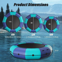 Inflatable Water Trampoline for Lake, Recreational Floating Water Bouncer with 500W Electric Inflator & Rope Ladder - Avero