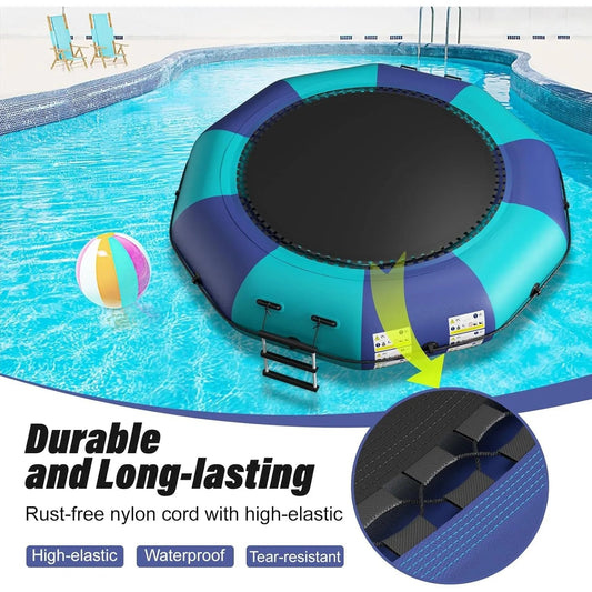 Inflatable Water Trampoline for Lake, Recreational Floating Water Bouncer with 500W Electric Inflator & Rope Ladder - Avero