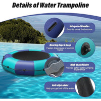 Inflatable Water Trampoline for Lake, Recreational Floating Water Bouncer with 500W Electric Inflator & Rope Ladder - Avero