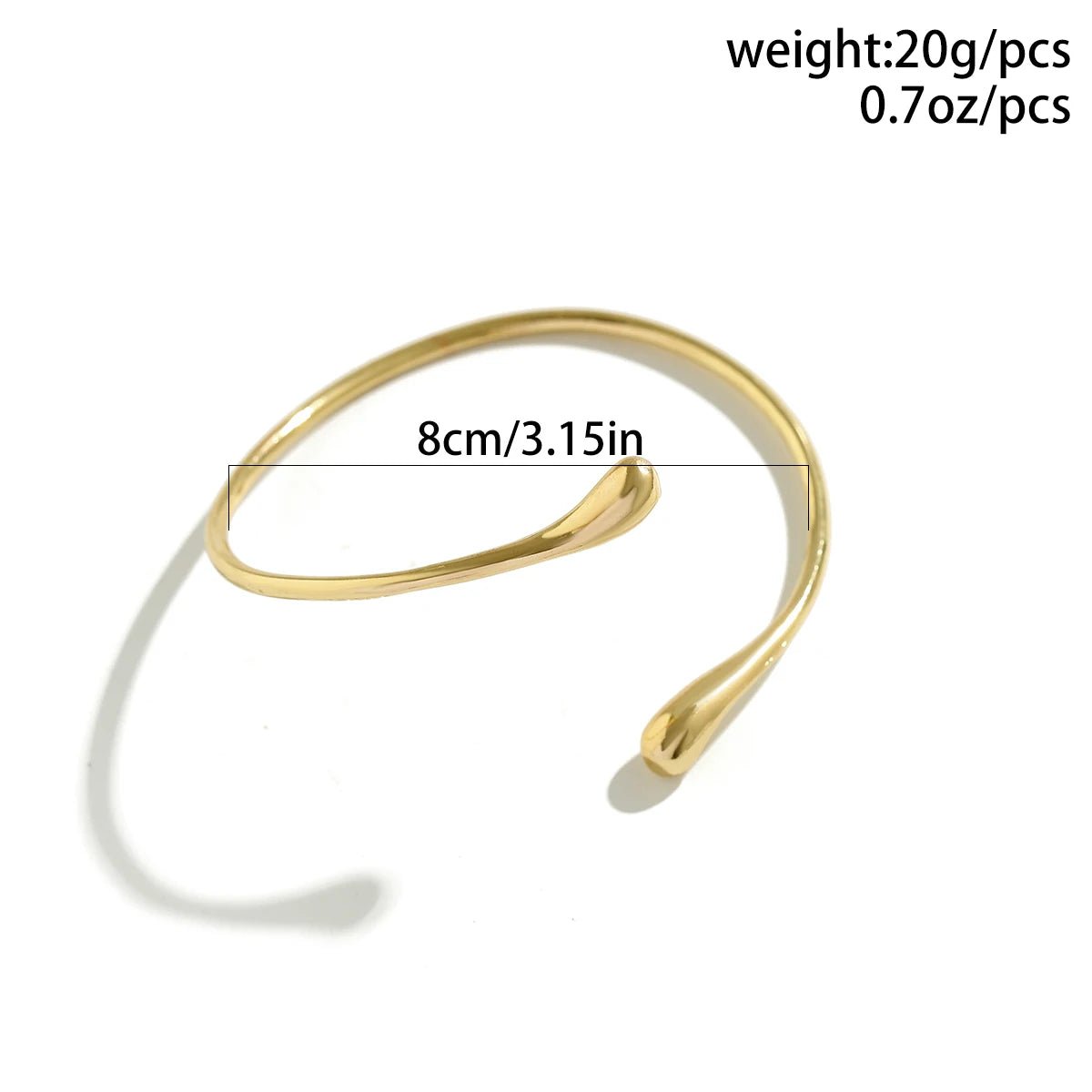 Ingemark Simple Vintage Water Drop Open Cuff Bangles for Women 2024 Trend Goth Geometric Arm Bracelet Aesthetic Jewelry Gift New - Avero