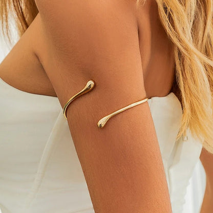 Ingemark Simple Vintage Water Drop Open Cuff Bangles for Women 2024 Trend Goth Geometric Arm Bracelet Aesthetic Jewelry Gift New - Avero