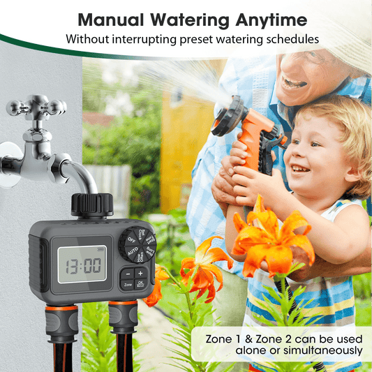 Insoma 2 - Zone Sprinkler Timer Programmable Garden Hose Timer Water - Saving Irrigation Controller for Lawn Yard Drip Systems IPX5 - Avero