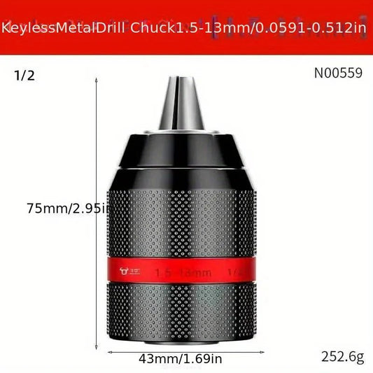 Keyless Drill Chuck Quick Change Conversion Adapter 1/2 Unf Mount 2~13mm Self - Tighten Screwdriver Drill Bits Chucks - Avero
