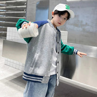 Kids Boys Autumn Sports Clothing Baseball Jacket Trendy 2025 New Children's Outerwear Crew Neck Sporty Coat 5 7 9 11 13 14 Years - Avero