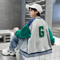 Kids Boys Autumn Sports Clothing Baseball Jacket Trendy 2025 New Children's Outerwear Crew Neck Sporty Coat 5 7 9 11 13 14 Years - Avero