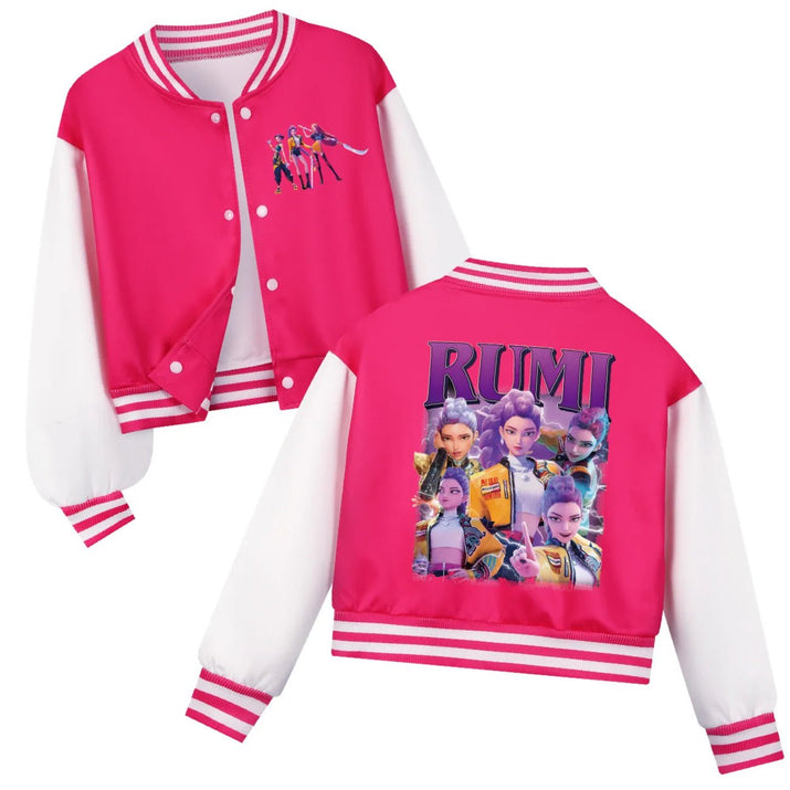 Kids KPop Demon Hunters Huntrix Clothes Boys Baseball Uniform Spring Autumn Girls Baby Casual Hoodies Children Costume - Avero