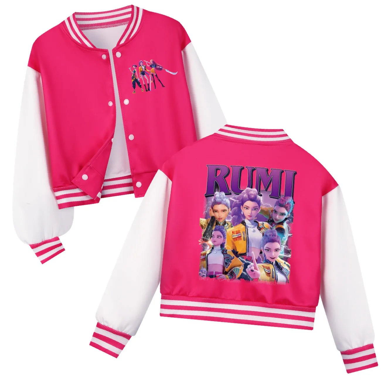 Kids KPop Demon Hunters Huntrix Clothes Boys Baseball Uniform Spring Autumn Girls Baby Casual Hoodies Children Costume - Avero