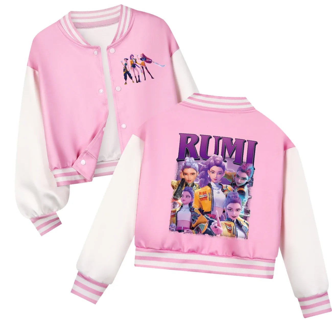 Kids KPop Demon Hunters Huntrix Clothes Boys Baseball Uniform Spring Autumn Girls Baby Casual Hoodies Children Costume - Avero