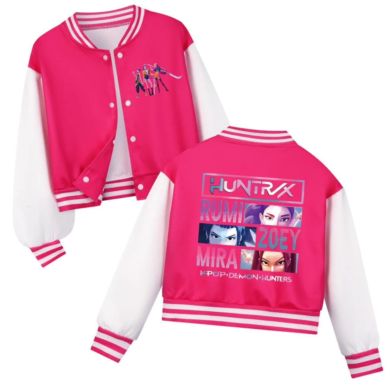 KPop Demon Hunters Kids Baseball Uniform Girls Boy Fashion Casual Jacket Outerwear Children's Clothing Movie Fans Gift Girl Tops - Avero