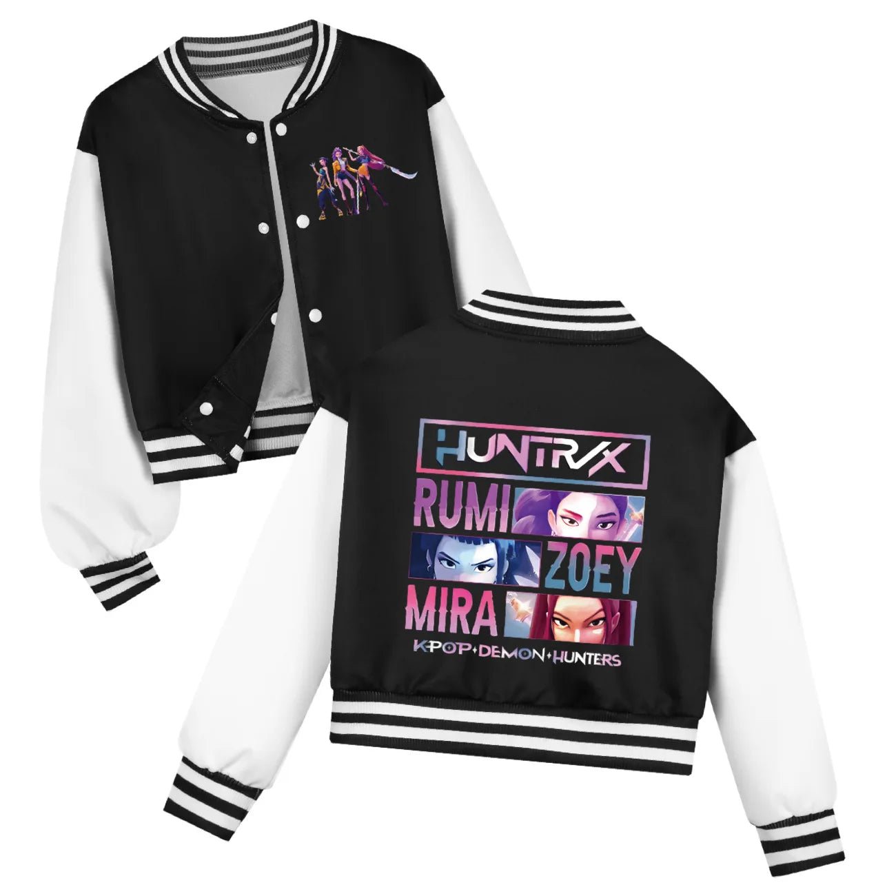 KPop Demon Hunters Kids Baseball Uniform Girls Boy Fashion Casual Jacket Outerwear Children's Clothing Movie Fans Gift Girl Tops - Avero