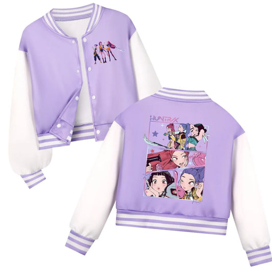 KPop Demon Hunters Kids Huntrix Clothes Boys Baseball Uniform Spring Autumn Girls Baby Casual Hoodies Children Costume - Avero