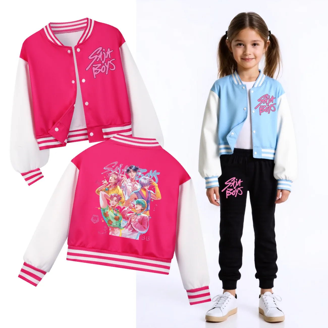 KPop Demon Hunters Kids Huntrix SAJABOYS Clothes Boys Baseball Uniform Spring Autumn Girls Baby Casual Hoodies Children Costume - Avero