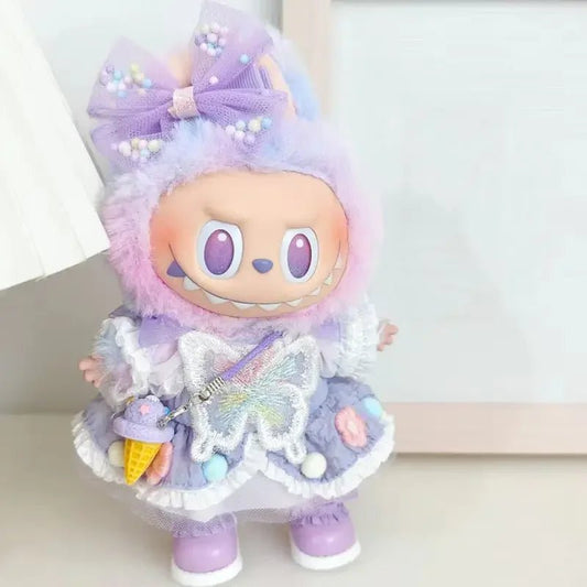 Labubu V3 0 High Energy Vinyl Plush Doll Blind Box Pendant Lucky Purple Butterfly Fairy Baby Clothes Skirt Cute Kawaii Fashion - Avero