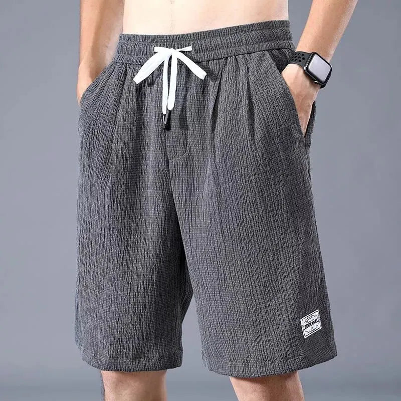 Lce Silk Shorts Men's Thin Sports Cropped Pants Loose Straight Leg Cool Breathable New Fashion Trend Casual XL - XXXL - Avero