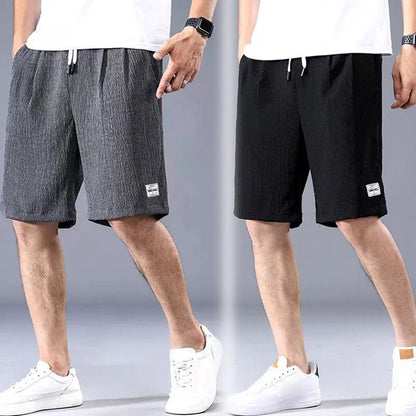 Lce Silk Shorts Men's Thin Sports Cropped Pants Loose Straight Leg Cool Breathable New Fashion Trend Casual XL - XXXL - Avero