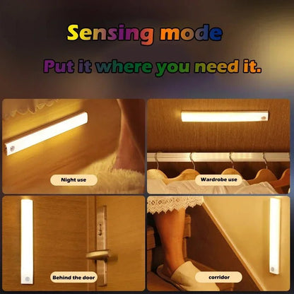 LED Motion Sensor Light Wireless LED Night Light Type C Rechargeable Light Cabinet Wardrobe Lamp Staircase Backlight For Kitchen - Avero