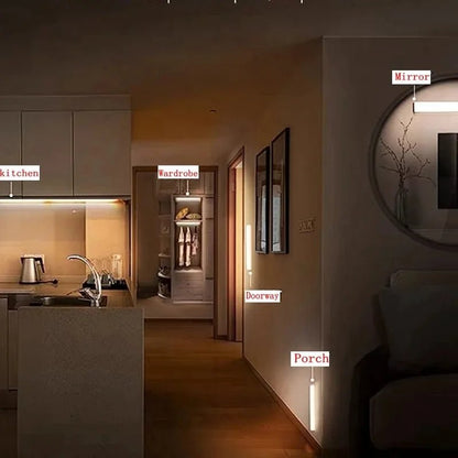 LED Motion Sensor Light Wireless LED Night Light Type C Rechargeable Light Cabinet Wardrobe Lamp Staircase Backlight For Kitchen - Avero