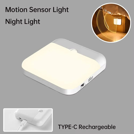 LED Motion Sensor Light Wireless LED Night Light Type C Rechargeable Night Light Cabinet Wardrobe Lamp Staircase for Kitchen LED - Avero