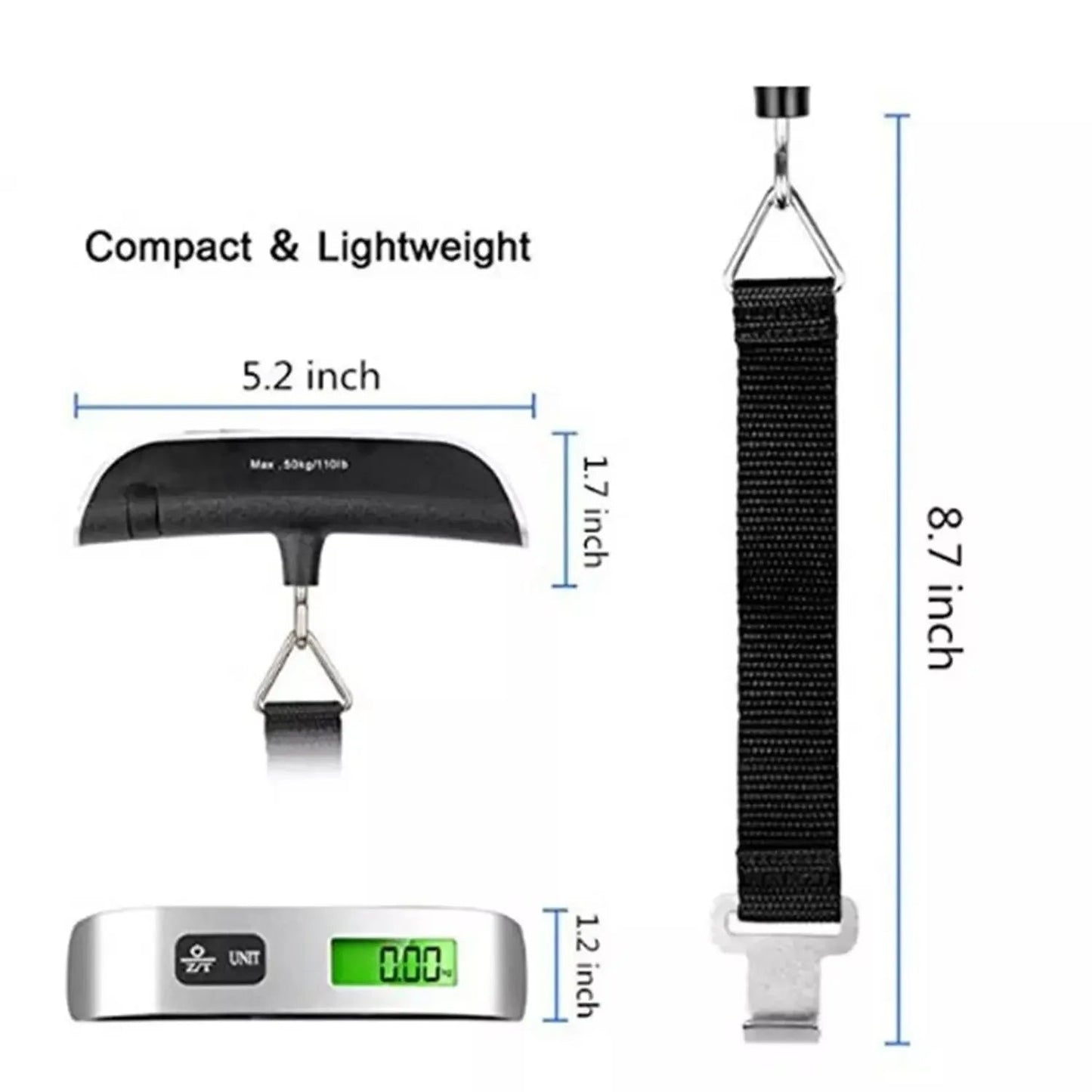 Luggage Scale 110lb 50kg Digital Handheld Portable Hanging Baggage Scale for Travel Suitcase Weight Scale - Avero