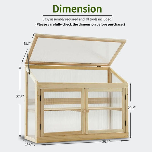 MCombo 2 - Tier Wooden Cold Frame Garden Greenhouse Raised Flower Planter Shelf Bed Protection 6057 - 0160 (Natural) - Avero