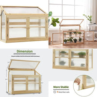 MCombo 2 - Tier Wooden Cold Frame Garden Greenhouse Raised Flower Planter Shelf Bed Protection 6057 - 0160 (Natural) - Avero