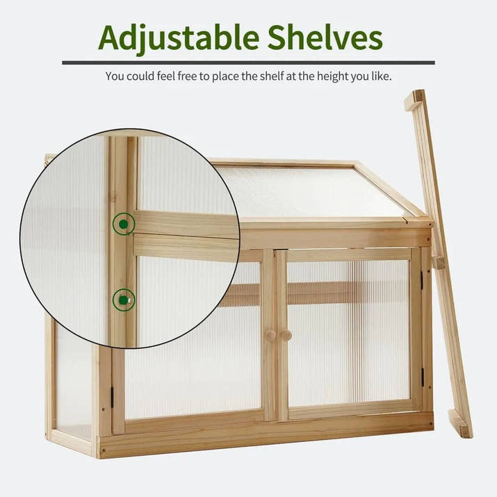 MCombo 2 - Tier Wooden Cold Frame Garden Greenhouse Raised Flower Planter Shelf Bed Protection 6057 - 0160 (Natural) - Avero