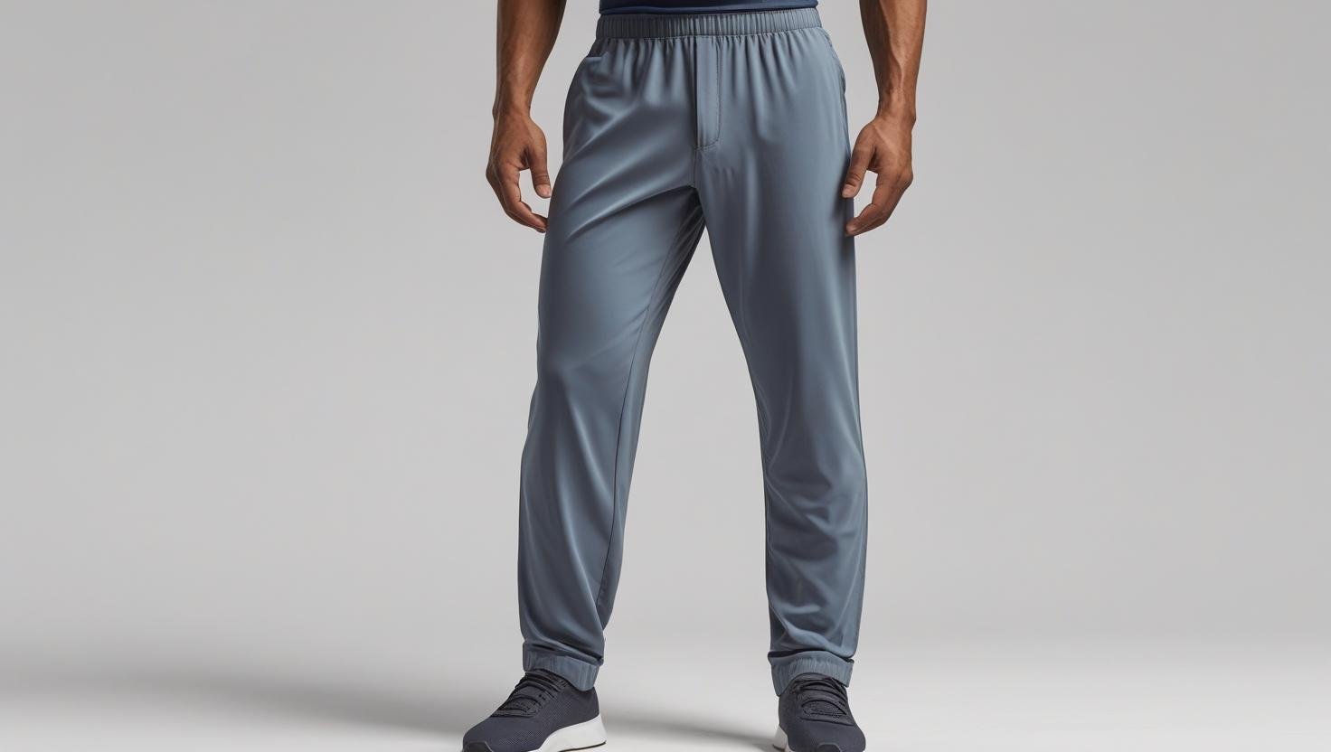 Men Fast Dry Stretch Pants Ice Silk Trousers Solid Color Mid - Waist Loose Breathable Straight - Leg Casual Pants Thin Sports Pants - Avero