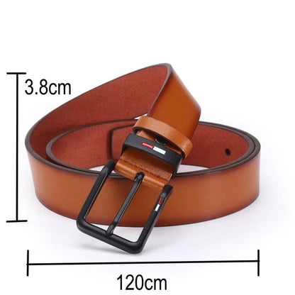 Men'S PU Leather Alloy Pin Square Buckle Belt Businessleisure Belts 2023 Fashion Black Coffee Brown Waistbelts for Men - Avero