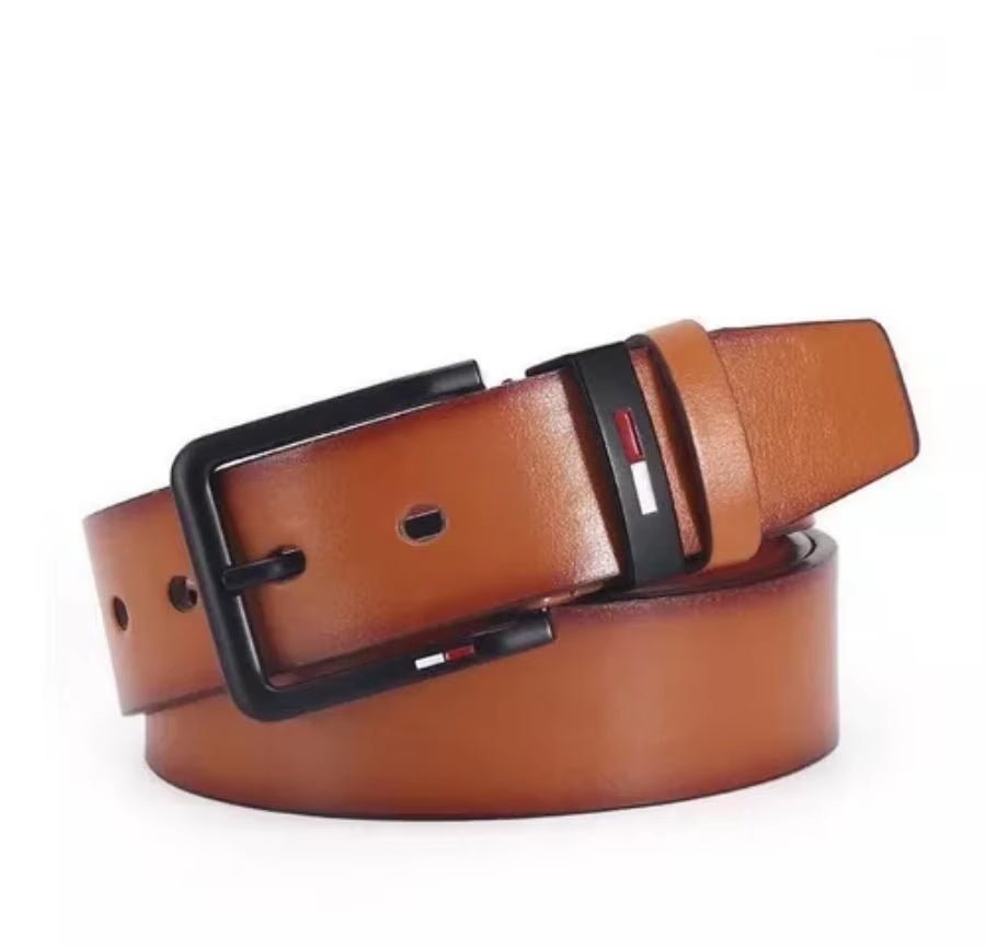 Men'S PU Leather Alloy Pin Square Buckle Belt Businessleisure Belts 2023 Fashion Black Coffee Brown Waistbelts for Men - Avero