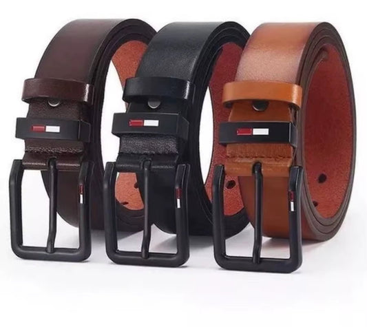 Men'S PU Leather Alloy Pin Square Buckle Belt Businessleisure Belts 2023 Fashion Black Coffee Brown Waistbelts for Men - Avero